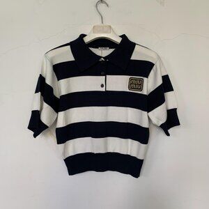 Miu miu Striped polo knit sweater